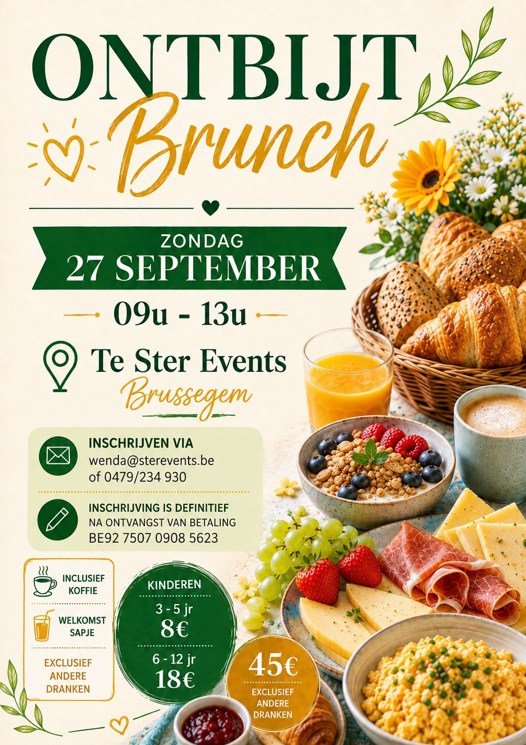 Ontbijt en Brunch flyer Ster Events 27 september
